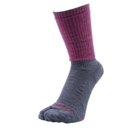 YAMAtune - Hikers Arch Socks - Crew - 2 Toe - Wine Red/Charcoal Gray